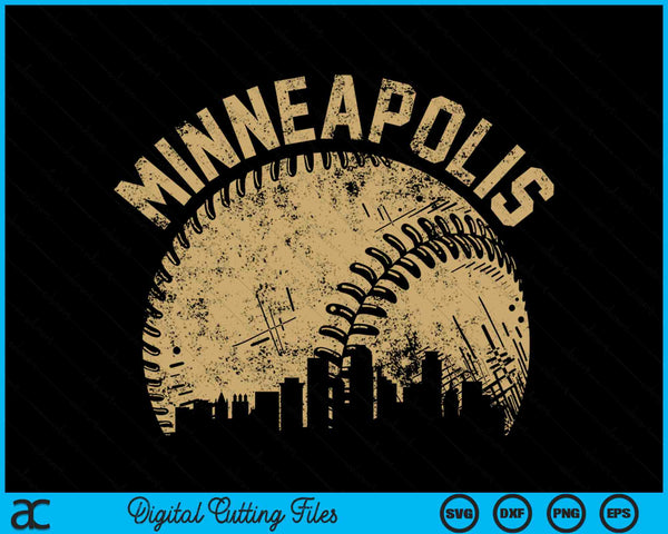 Minneapolis Baseball Skyline Player Coach Fan SVG PNG Digital Cutting Files