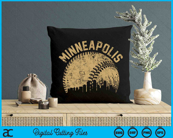 Minneapolis Baseball Skyline Player Coach Fan SVG PNG Digital Cutting Files