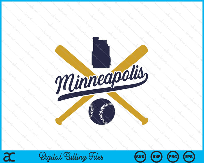 Minneapolis Baseball Vintage Wisconsin Pride Love City SVG PNG Digital Cutting Files