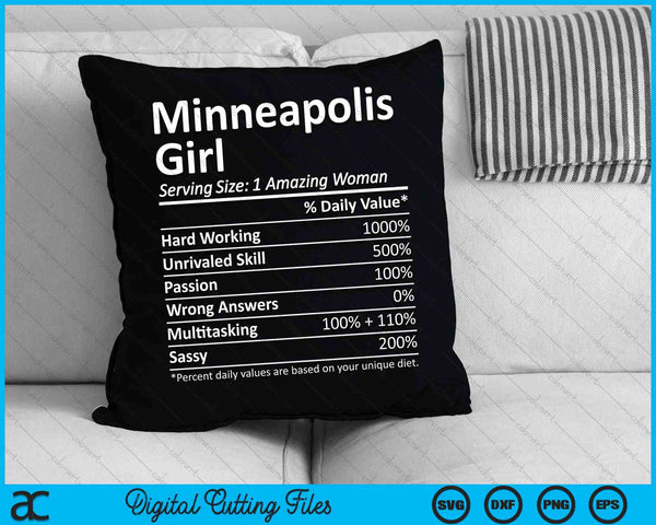 Minneapolis Girl MN Minnesota City Home Roots SVG PNG Digital Cutting Files - on a t-shirt