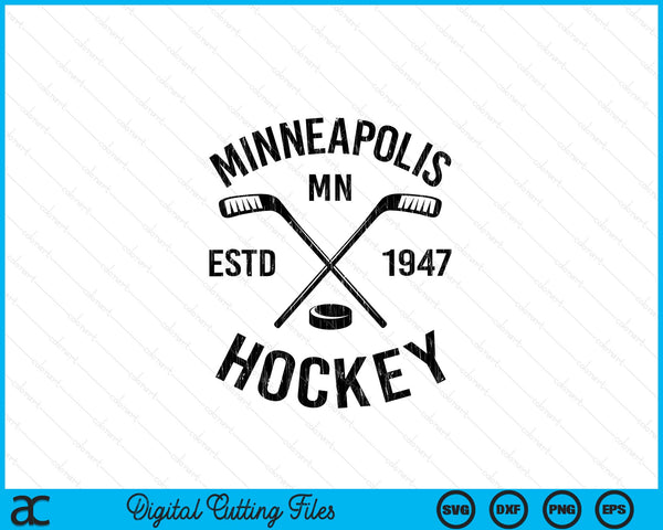 Minneapolis Minnesota Ice Hockey Sticks Vintage Gift SVG PNG Digital Cutting Files
