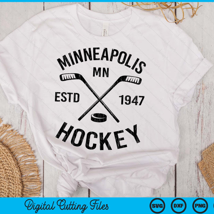Minneapolis Minnesota Ice Hockey Sticks Vintage Gift SVG PNG Digital Cutting Files