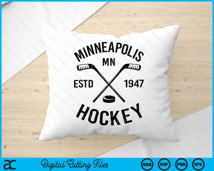 Minneapolis Minnesota Ice Hockey Sticks Vintage Gift SVG PNG Digital Cutting Files