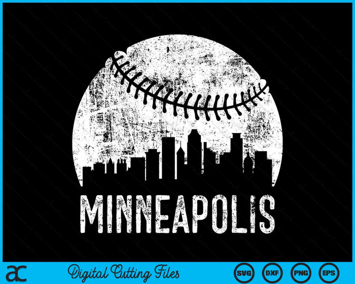 Minneapolis Skyline Vintage Minneapolis Baseball SVG PNG Digital Cutting Files