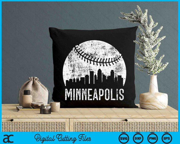 Minneapolis Skyline Vintage Minneapolis Baseball SVG PNG Digital Cutting Files