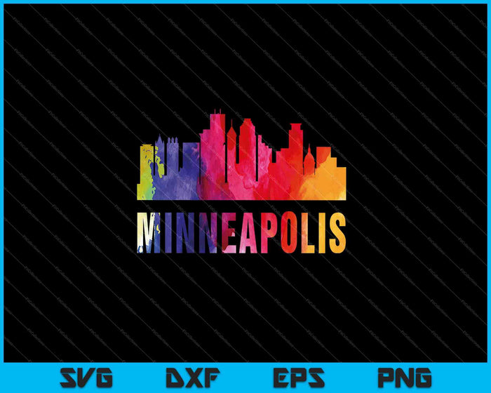 Minneapolis acuarela Skyline Home State souvenir SVG PNG cortando archivos imprimibles