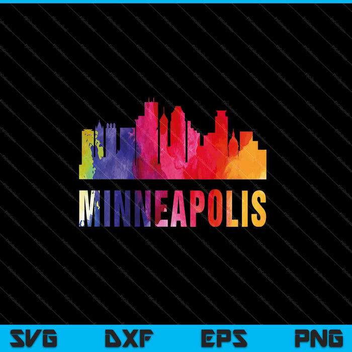 Minneapolis Watercolor Skyline Home State Souvenir SVG PNG Cutting Printable Files