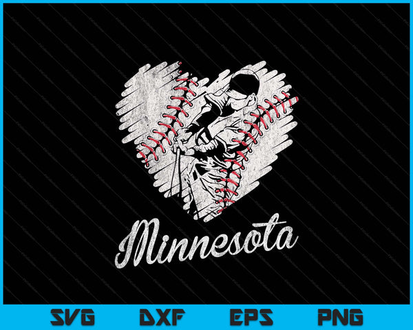 Minnesota Baseball Heart Distressed Vintage Baseball Fans SVG PNG Digital Printable Files