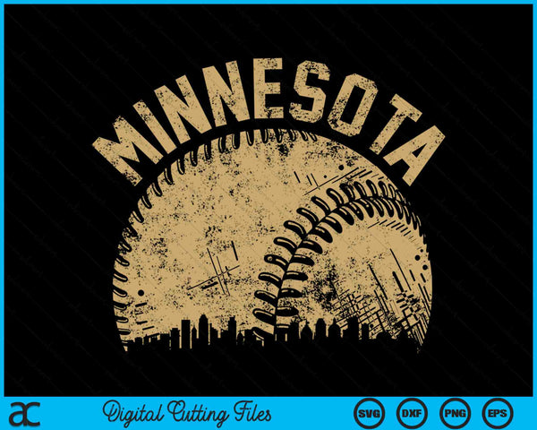Minnesota Baseball Skyline Player Coach Fan SVG PNG Digital Cutting Files