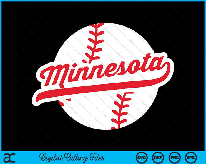 Minnesota Baseball Vintage Minnesota Pride Love City Red SVG PNG digitale snijbestanden 