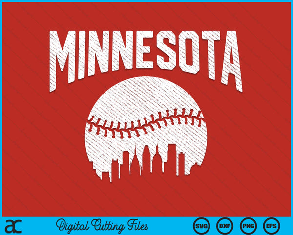 Minnesota City California Baseball Skyline Vintage Souvenir SVG PNG Digital Printable Files