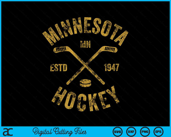 Minnesota MN Hockey sobre hielo Sticks Vintage SVG PNG Cortar archivos imprimibles