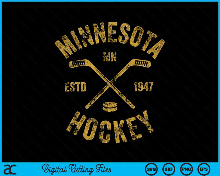 Minnesota MN Hockey sobre hielo Sticks Vintage SVG PNG Cortar archivos imprimibles
