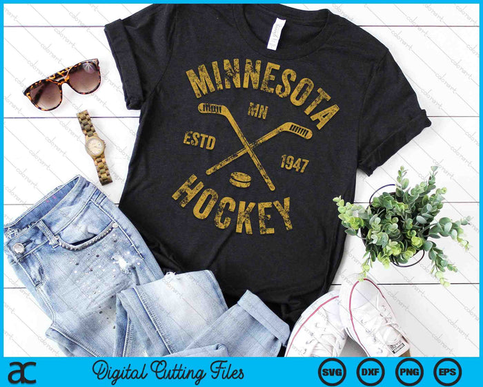 Minnesota MN Hockey sobre hielo Sticks Vintage SVG PNG Cortar archivos imprimibles