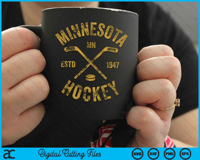 Minnesota MN Hockey sobre hielo Sticks Vintage SVG PNG Cortar archivos imprimibles