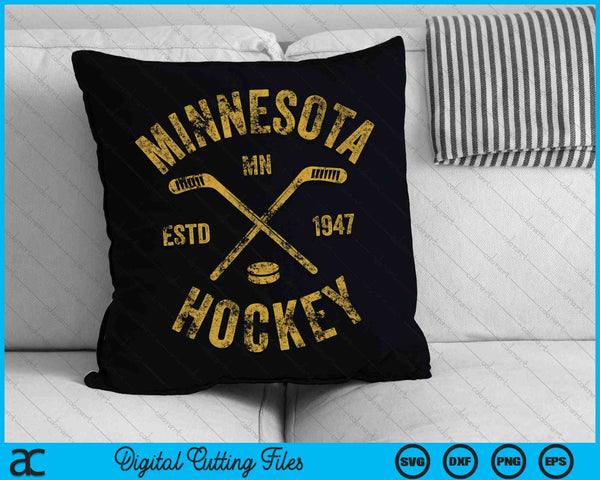 Minnesota MN ijshockeysticks Vintage SVG PNG snijden afdrukbare bestanden