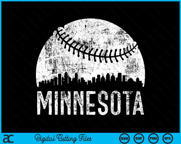 Minnesota Skyline Vintage Minnesota Baseball SVG PNG Digital Cutting Files