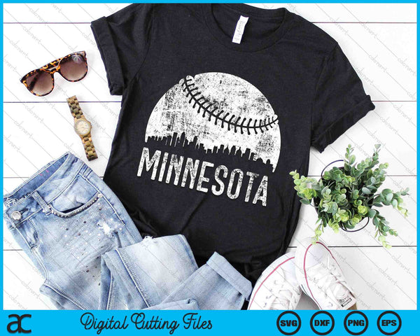 Minnesota Skyline Vintage Minnesota Baseball SVG PNG Digital Cutting Files