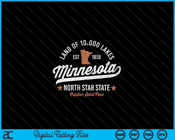 Minnesota Vintage Sports Design North Star State SVG PNG Cortar archivos imprimibles