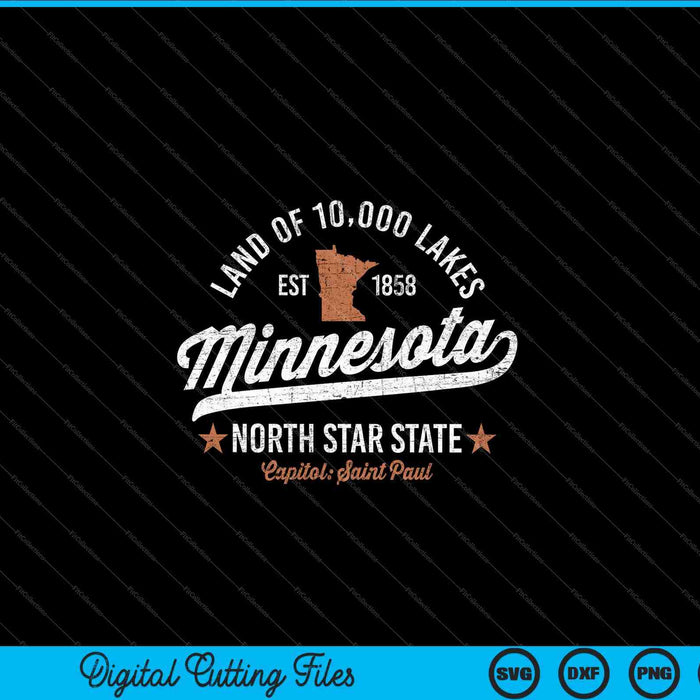Minnesota Vintage Sports Design North Star State SVG PNG Cortar archivos imprimibles