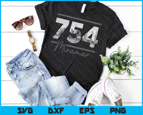 Miramar 754 Area Code Skyline Florida Vintage SVG PNG Cutting Printable Files - on a t-shirt