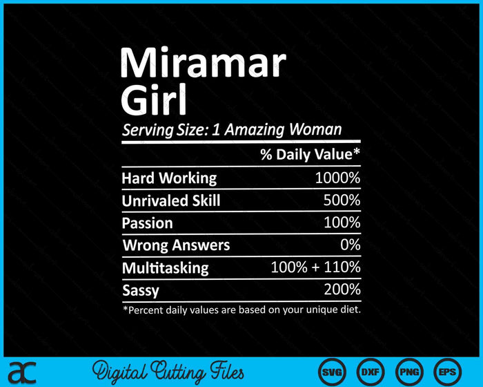 Miramar Girl FL Florida Funny City Home Roots SVG PNG Cortar archivos imprimibles