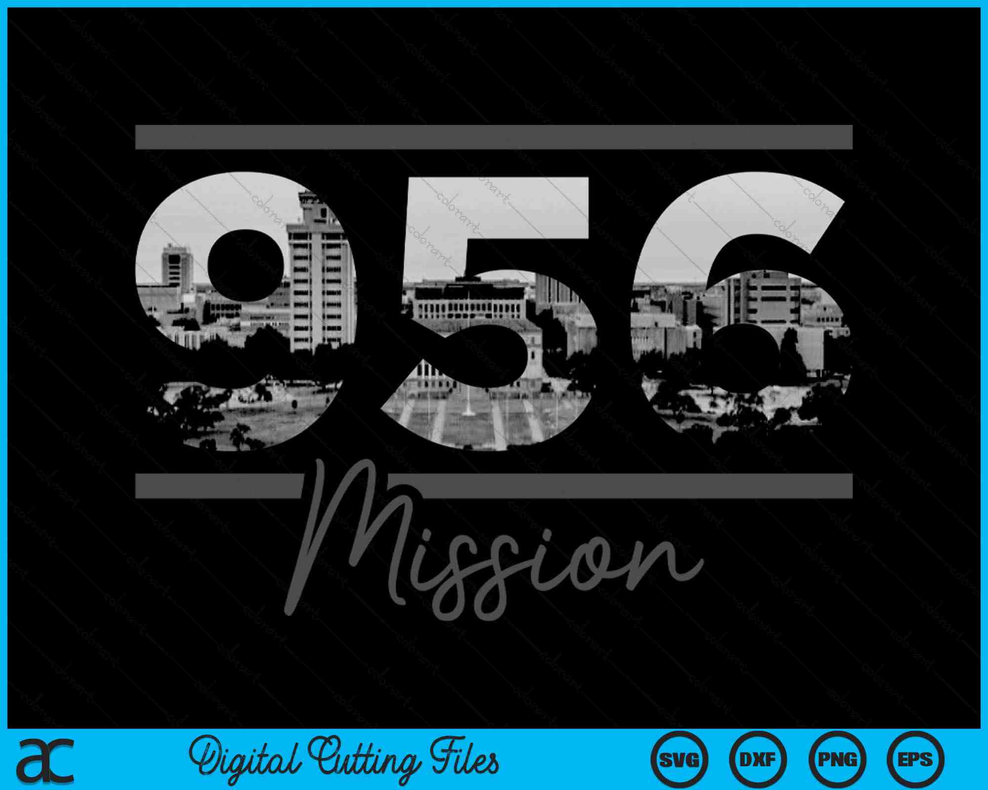 956 Area Code Vector Mission 956 Area Code Skyline Texas Vintage SVG Digital Cutting Files ...
