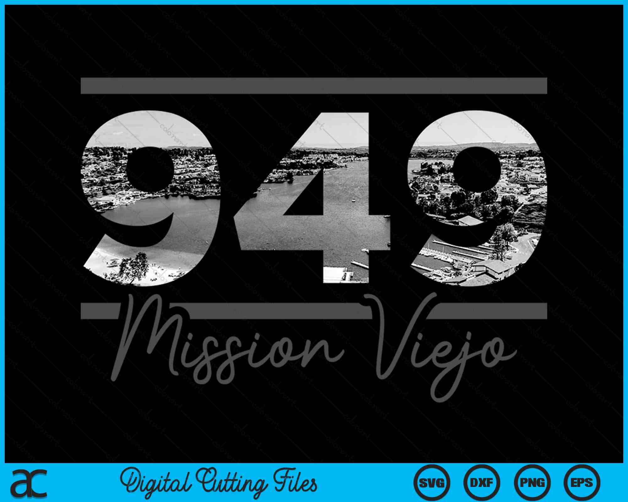 Mission Viejo 949 Area Code Skyline California Vintage SVG PNG Files ...