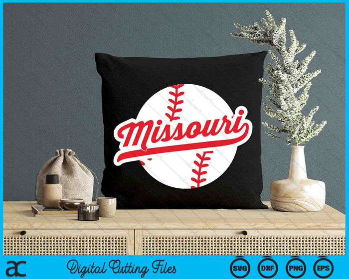 Missouri Baseball Vintage Missouri Pride Love City Red SVG PNG digitale snijbestanden