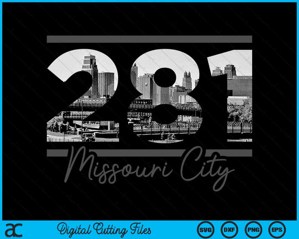 Missouri City 281 Netnummer Skyline Texas Vintage SVG PNG digitale snijbestanden