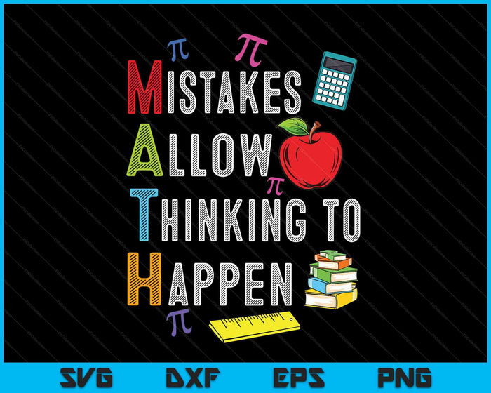 Mistakes Allow Thinking To Happen Math Day Back To School SVG PNG Digital Printable Files