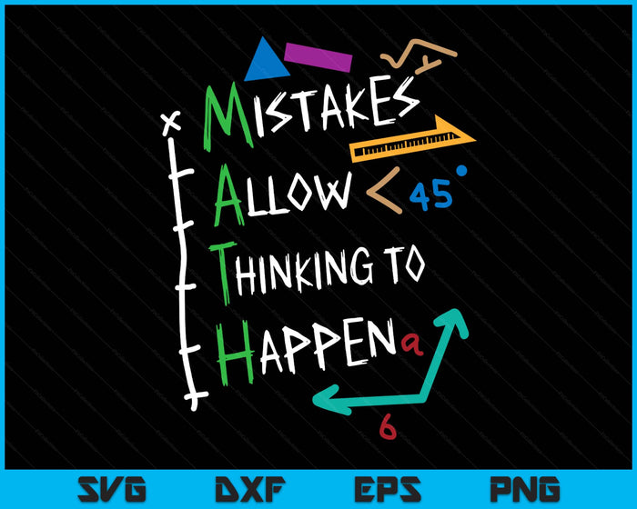 Mistakes Allow Thinking To Happen Math Teacher Student SVG PNG Digital Printable Files