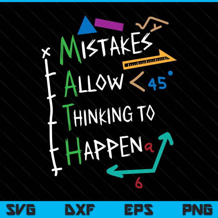 Mistakes Allow Thinking To Happen Math Teacher Student SVG PNG Digital Printable Files