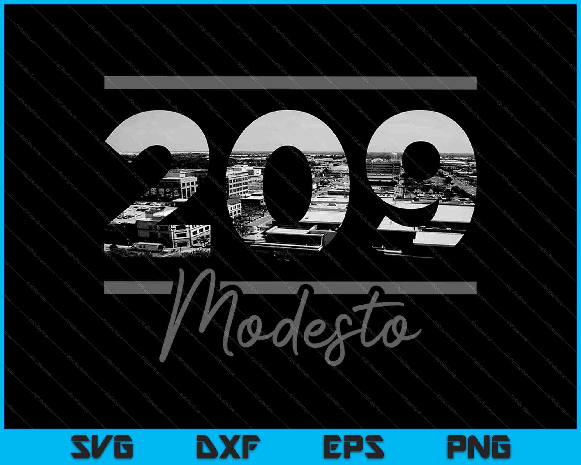 Modesto Area Code Modesto 209 Area Code Skyline California Vintage SVG PNG Cutting Files ...