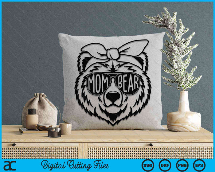 Mom Bear With Bandana Mom Bear SVG PNG Digital Cutting Files