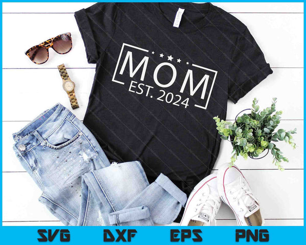 Mom Est. 2024 Promoted To Mom 2024 SVG PNG Digital Printable Files