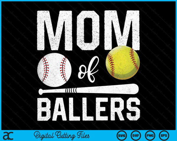 Moeder van Ballers grappige honkbal softbal Moederdag SVG PNG digitale snijbestanden