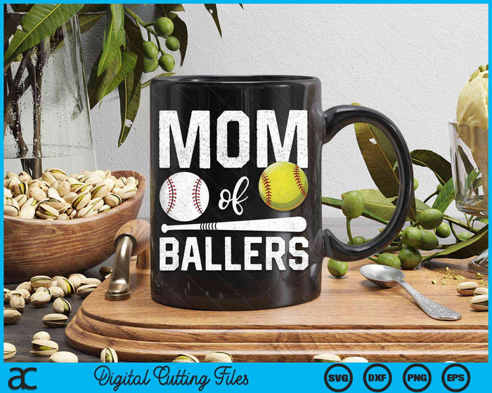Mom Of Ballers Funny Baseball Softball Mothers Day SVG PNG Digital Cutting Files
