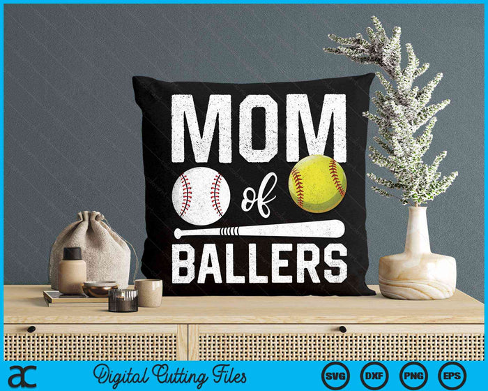 Mom Of Ballers Funny Baseball Softball Mothers Day SVG PNG Digital Cutting Files