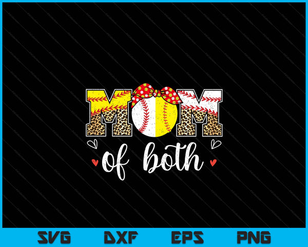 Mom of both leopard game day baseball softball Mother's Day SVG cut file