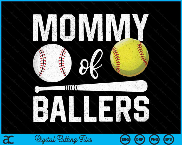 Mama van Ballers grappige honkbal softbal Moederdag SVG PNG digitale snijbestanden