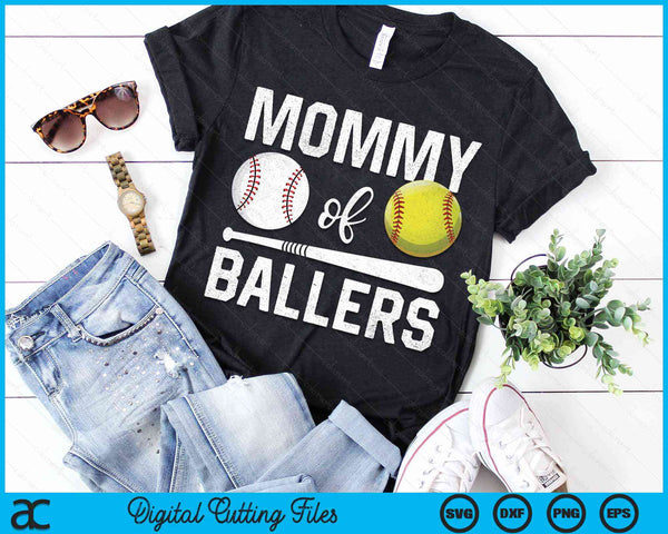 Mommy Of Ballers Funny Baseball Softball Mothers Day SVG PNG Digital Cutting Files