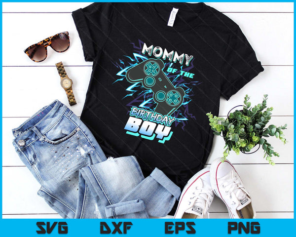 Mommy Of The Birthday Boy Matching Video Game Birthday Party SVG PNG Digital Printable Files - on a t-shirt