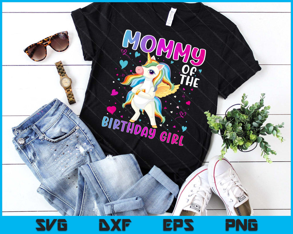 Mommy Of The Birthday Girl Flossing Unicorn SVG PNG Printable Files