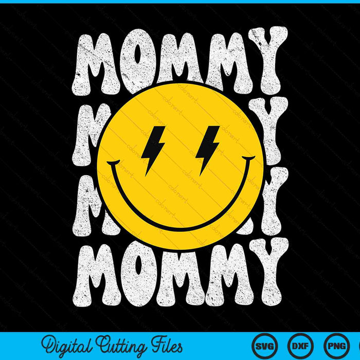 Mommy smiling face bolt eyes pregnancy announcement SVG cut file