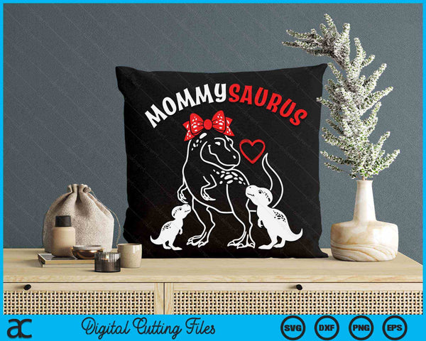 Mommysaurus mama 2 kinderen dinosaurus Moederdag SVG PNG digitale snijbestanden