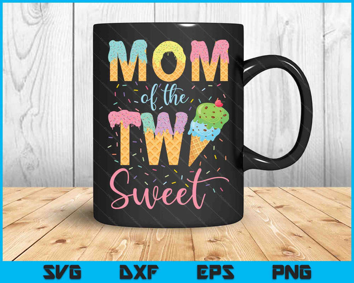 Mamá de las dos dulces cumpleañeras helado SVG PNG archivo de corte digital