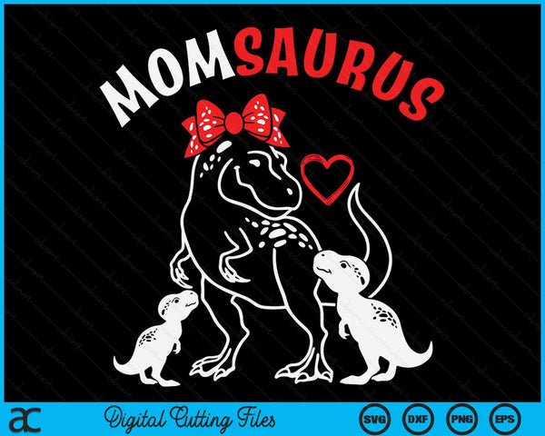 Momsaurus Mom 2 Kids Dinosaur Mother's Day SVG PNG Digital Cutting Files