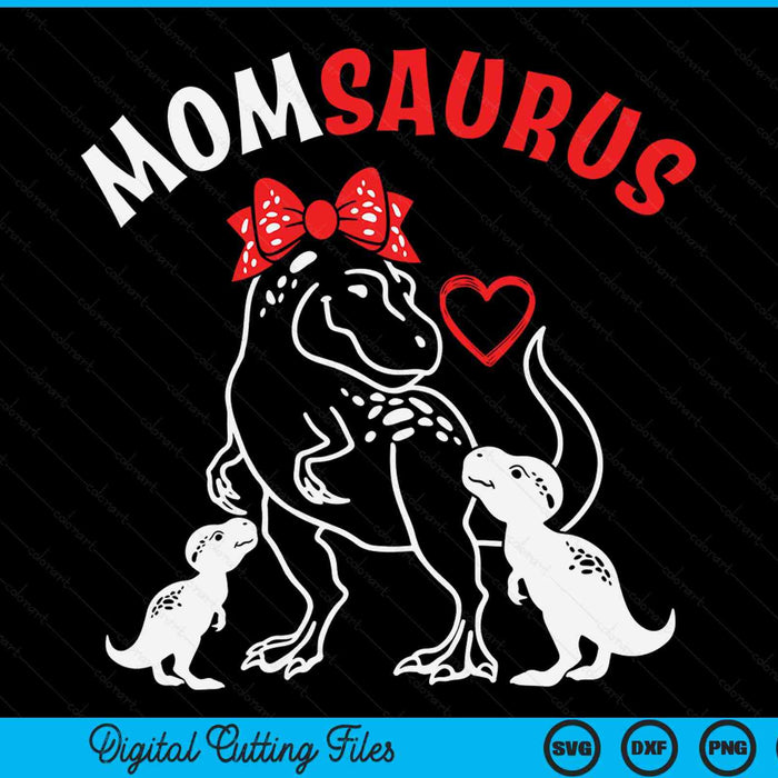 Momsaurus moeder 2 kinderen dinosaurus Moederdag SVG PNG digitale snijbestanden