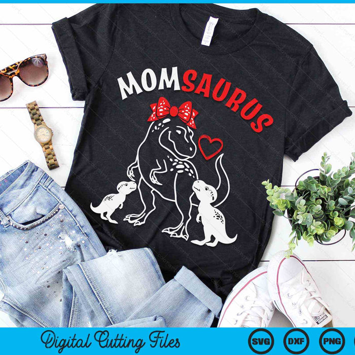 Momsaurus Mom 2 Kids Dinosaur Mother's Day SVG PNG Digital Cutting Files